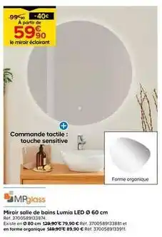 Castorama Mpglass - miroir salle de bains lumia led offre