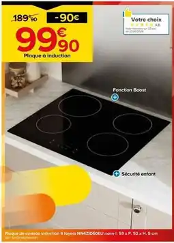 Castorama Plaque de cuisson induction 4 foyers nn4zid60eu offre