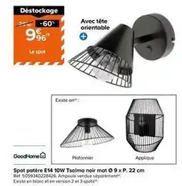Castorama Goodhome - spot patère e14 10w tsolma noir mat offre