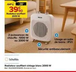 Castorama Scholtès - radiateur soufflant vintage blanc 2000 w offre