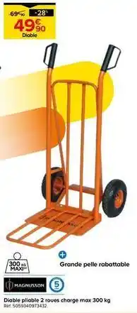 Castorama Magnusson - diabe pliable 2 roues charge max 300 kg offre