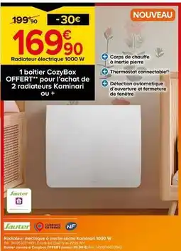 Castorama Sauter - radiateur électrique a inertie seche kaminari 1000 w offre