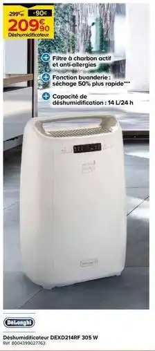 Castorama Delonghi - déshumidificateur dexd214rf 305 w offre