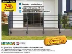 Castorama Burger - kit garde-corps a plat aluminium alto anthracite ral 7016 offre