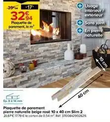 Castorama Plaquette de parement pierre naturelle beige rosé offre