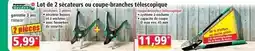 Norma Grace - lot de 2 sécateurs ou coupe-branches télescopique offre
