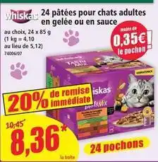 Norma Whiskas - 24 patées pour chats adultes en gelée ou en sauce offre