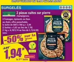 Norma 2 pizzas cuites sur pierre offre