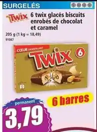 Norma Twix - 6 glacés biscuits enrobés de chocolat et caramel offre