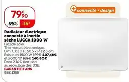 Weldom Radiateur électrique connecte a inertie seche lucca 1000 w offre