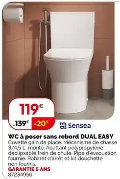 Weldom Sensea - wc a poser sans rebord dual easy offre