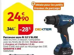 Weldom Dexter - perceuse sans fil 12 v slide offre