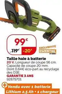 Weldom Taille haie a batterie offre