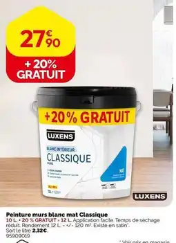 Weldom Luxens - peinture murs blanc mat classique offre