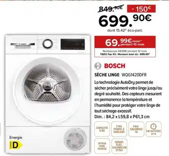 BOSCH SÈCHE LINGE WQG1420DFR