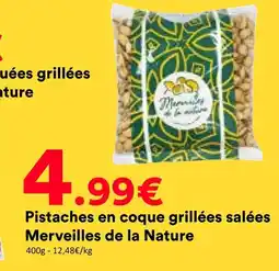Hmarket Merveilles de la nature pistaches en coque grillées salées offre