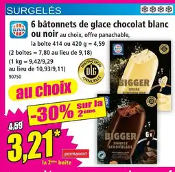 Norma Riva 6 bâtonnets de glace chocolat blanc ou noir offre