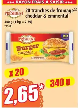 Norma President 20 tranches de fromage cheddar & emmental offre