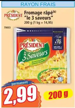 Norma Président fromage râpé le 3 saveurs offre