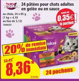 Norma Whiskas 24 pâtées pour chats adultes en gelée ou en sauce offre