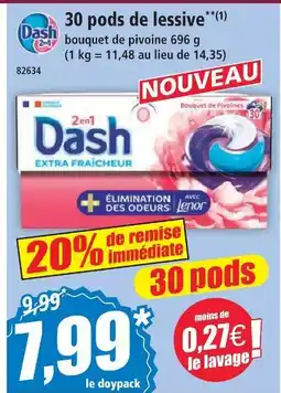 Norma Dash pods de lessive bouquet de pivoine 2en1 extra fraîcheur offre