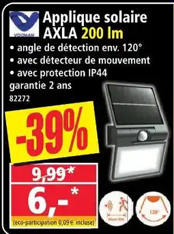 Norma Voltman applique solaire axla 200 lm offre