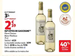 Auchan PIERRE CHANAU Igp côtes de gascogne offre