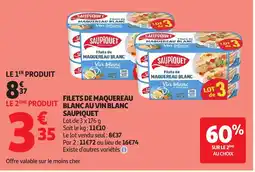 Auchan SAUPIQUET Filets de maquereau blanc au vin blanc offre