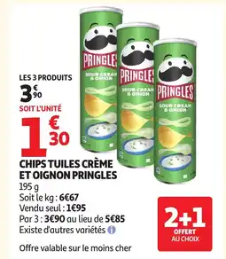 Auchan PRINGLES Chips tuiles crème et oignon offre