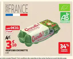 Auchan COCORETTE Oeufs bio offre