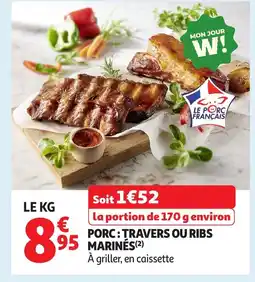 Auchan Porc: travers ou ribs marines offre