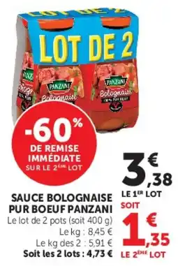 Super U PANZANI Sauce bolognaise offre