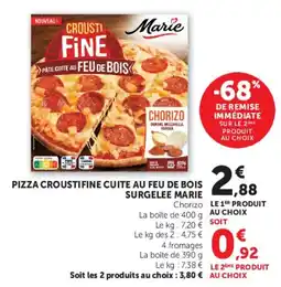 Super U Marie Pizza croustifine cuite au feu de bois offre