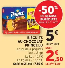 Super U PRINCE Biscuits au chocolat offre