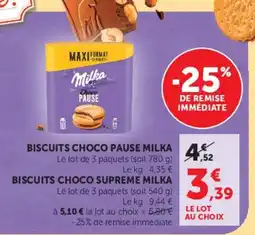 Super U Milka Biscuits Choco Pause offre