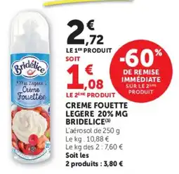 Super U Bridelice Crème Fouettée offre