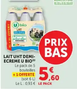 Super U U bio LAIT DEMI-ÉCREME offre