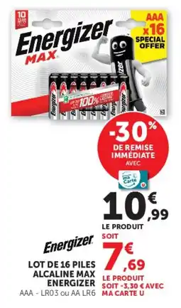 Hyper U Energizer piles alcaline max offre