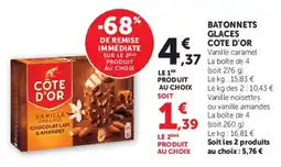 Hyper U CÔTE D'OR BATONNETS GLACES offre