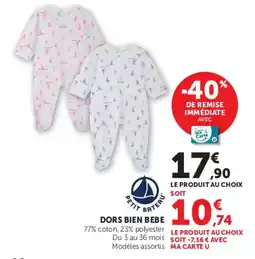 Hyper U PETIT BATEAU DORS BIEN BEBE offre