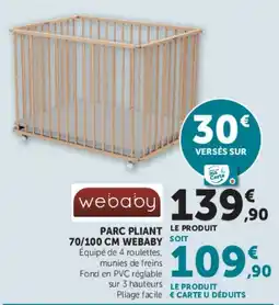 Hyper U webaby PARC PLIANT 70/100 CM offre