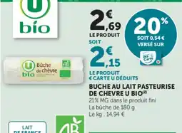 Hyper U U bio Bûche de chèvre offre