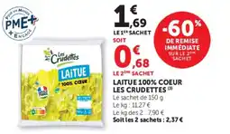 Hyper U Les Crudettes Laitue 100% Cœur offre