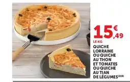 Hyper U Quiche Lorraine ou Quiche au Thon et Tomates ou Quiche au Tian de Légumes offre