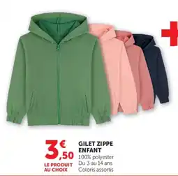 Hyper U GILET ZIPPE ENFANT offre