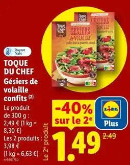 Lidl TOQUE DU CHEF Gésiers de volaille confits offre