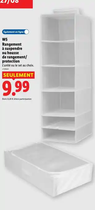 W5 Rangement à suspendre ou housse de rangement/protection