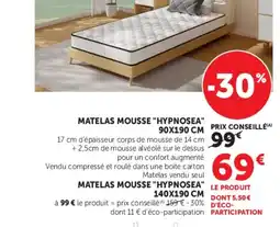 Hyper U HYPNOSEA Matelas mousse offre