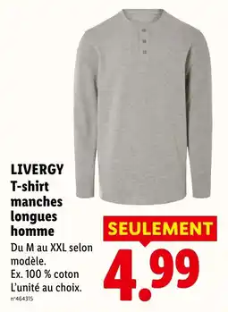 Lidl LIVERGY T-shirt manches longues homme offre