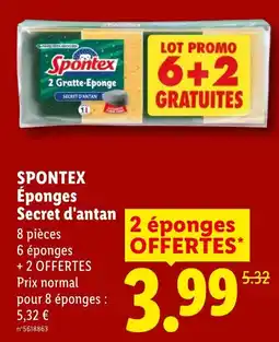 Lidl Spontex Éponges Secret d'antan offre